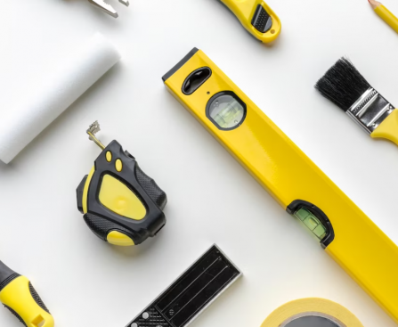arrangement of yellow set of repair tools