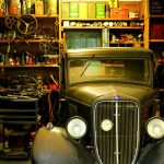 Black Classic Car Inside the Garage