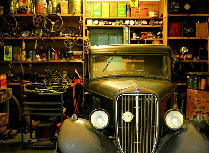 Black Classic Car Inside the Garage